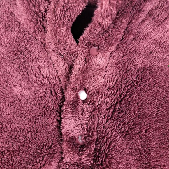 All In Motion Fuzzy Teddy Bear Jacket Women's XXL Wine Pullover Quarter Snap - Picture 6 of 7